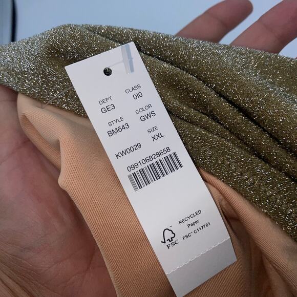New J. Crew Gold Sparkle Hipster Bikini Swim Bathing Suit Bottom Womens Size XXL - Picture 7 of 8